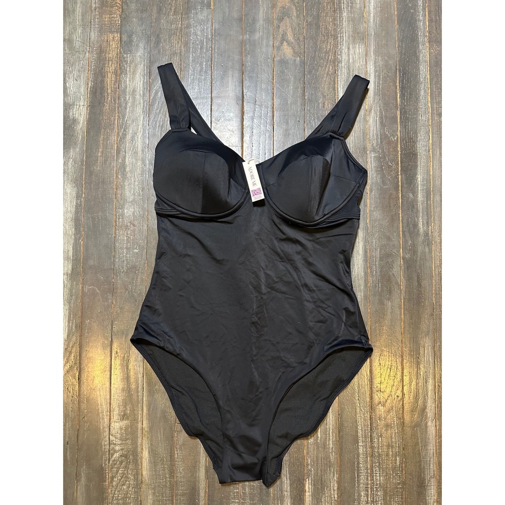 Adore Me Black Underwire One Piece Swimsuit XL Keyhole Tie Back